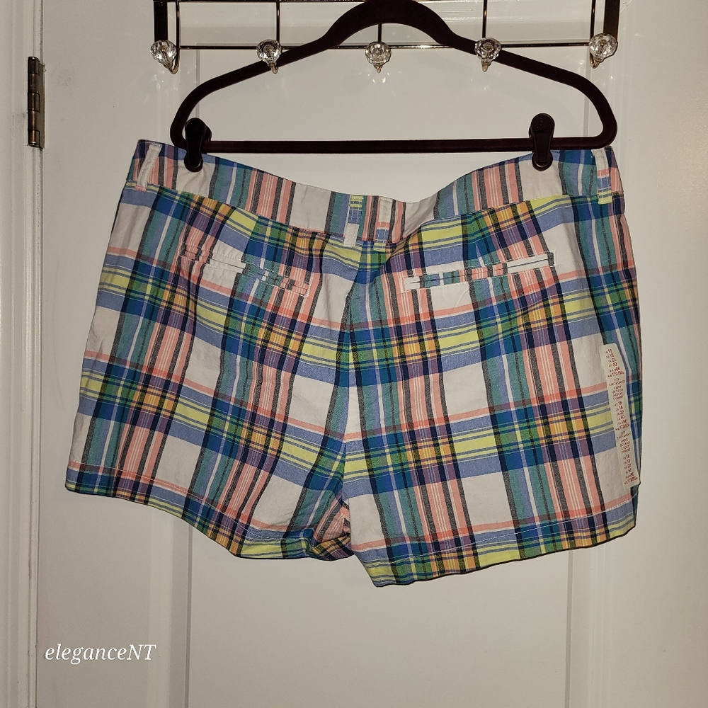 GAP Pink/Blue Plaid Khaki Lightweight Summer Shorts Sz: 16 NWT - Picture 3 of 8